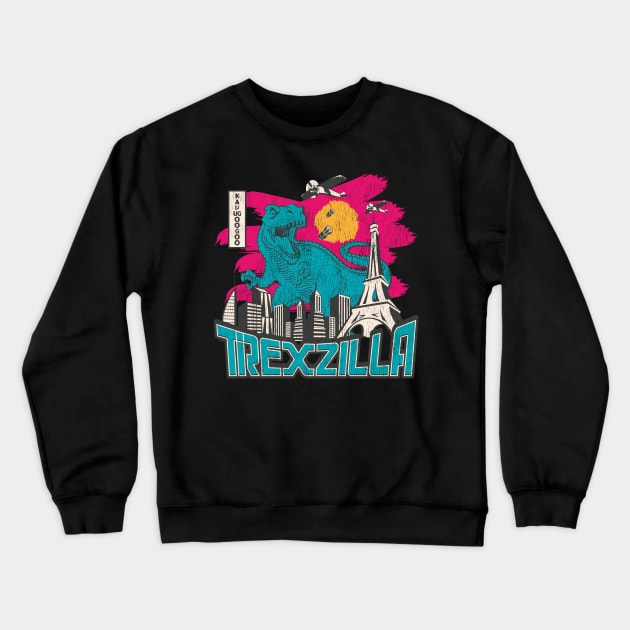 T-Rexzilla Kaijugoogoo Crewneck Sweatshirt by Contentarama